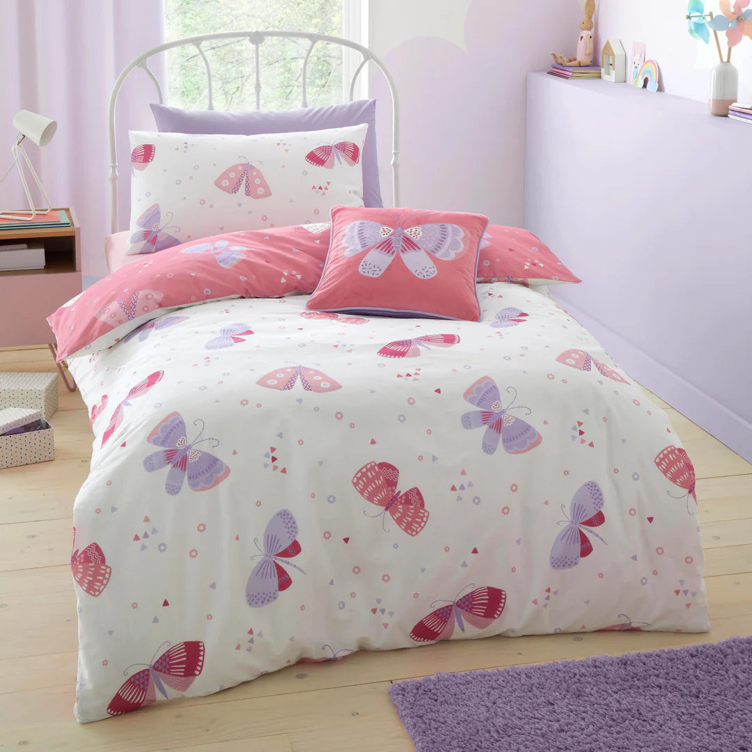 Flutterby Butterfly Duvet Cover Set by Bedlam in Pink