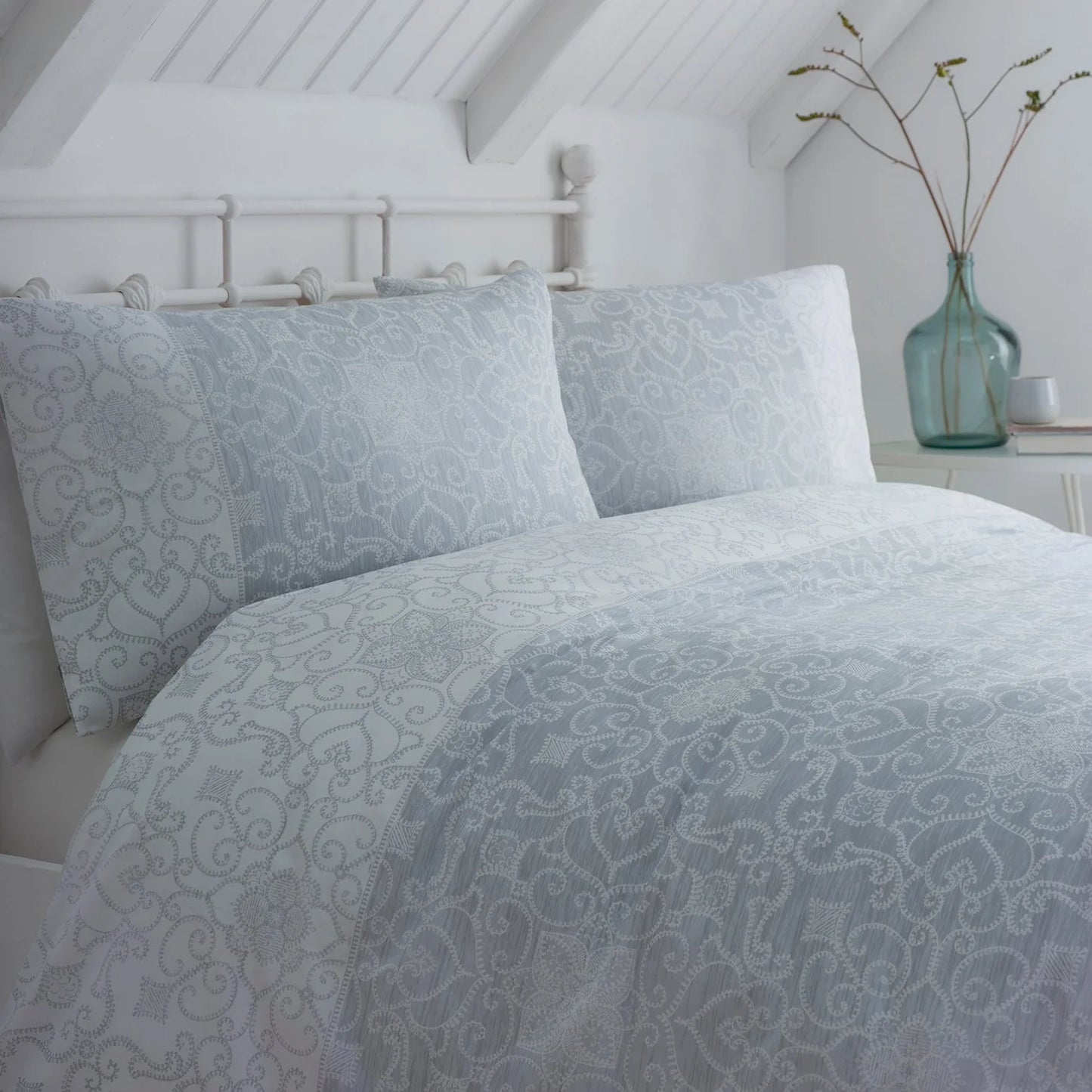 Frampton Duvet Cover Set by Dreams & Drapes Design in Grey