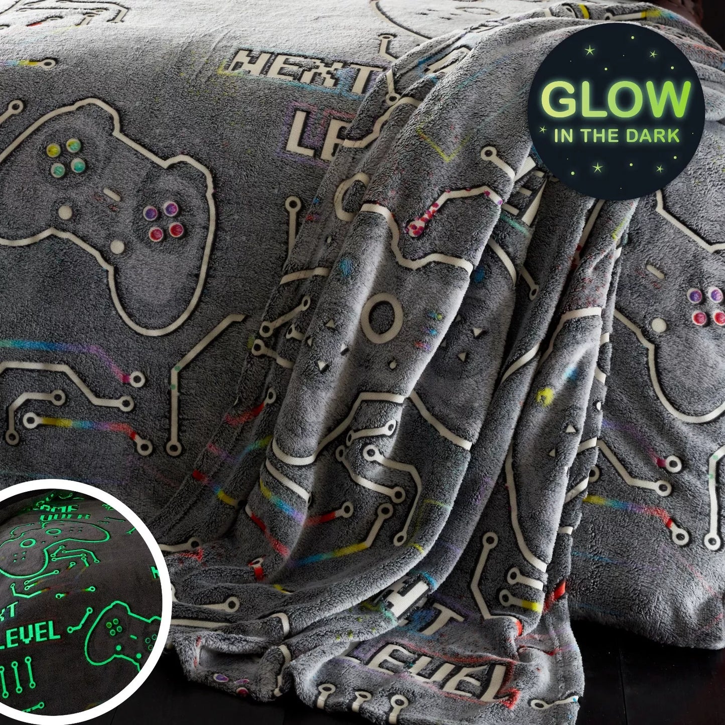 Game Over Fleece Glow in the Dark Throw by Catherine Lansfield Kids