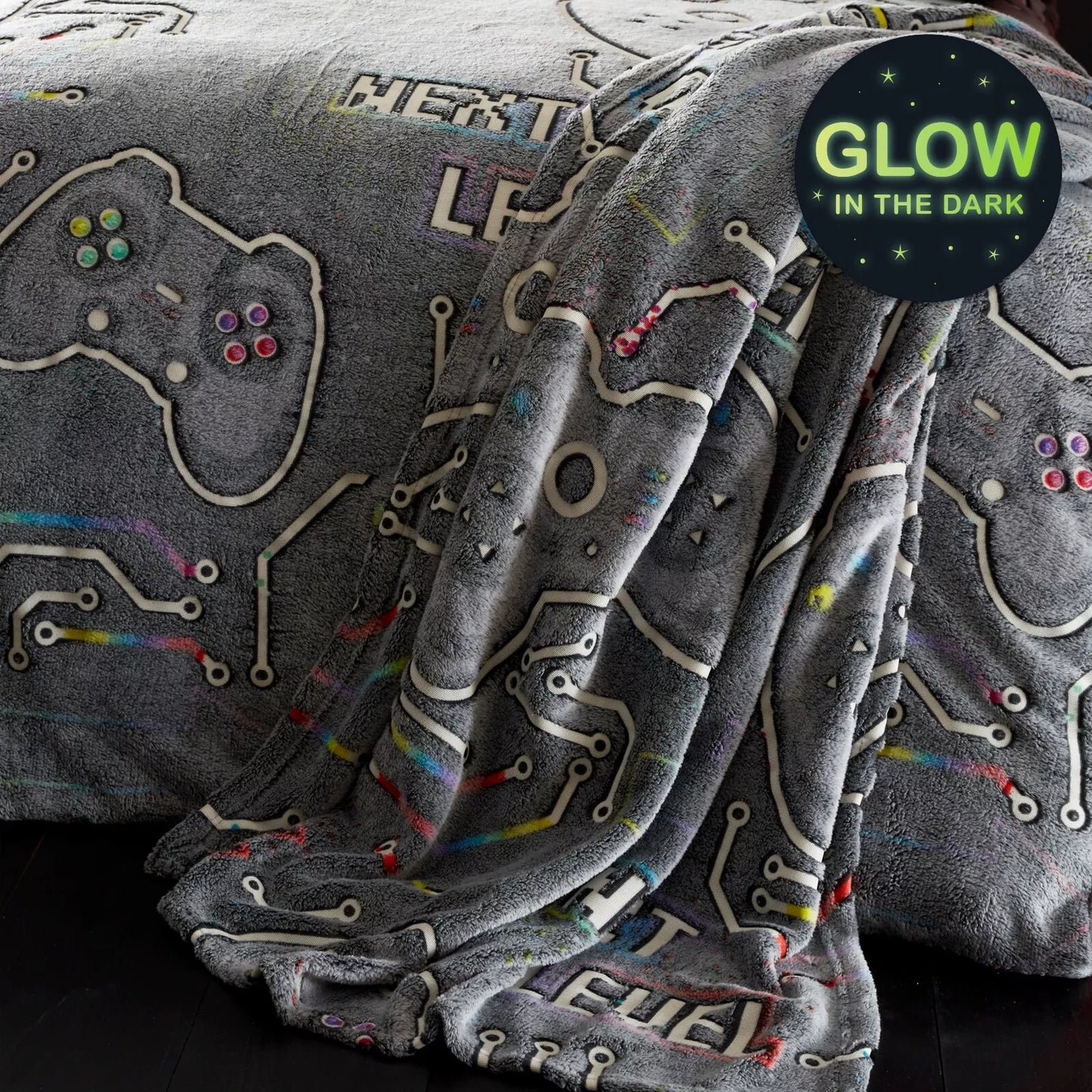 Game Over Fleece Glow in the Dark Throw by Catherine Lansfield Kids