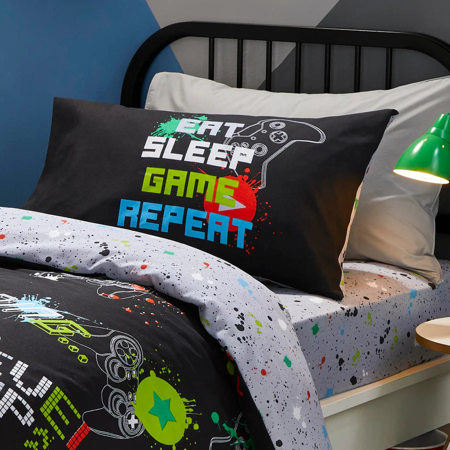 Game Glow Duvet Cover Set by Bedlam in Black