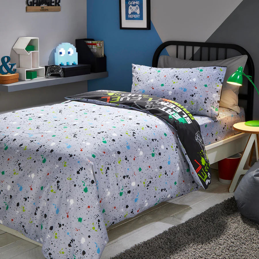 Game Glow Duvet Cover Set by Bedlam in Black