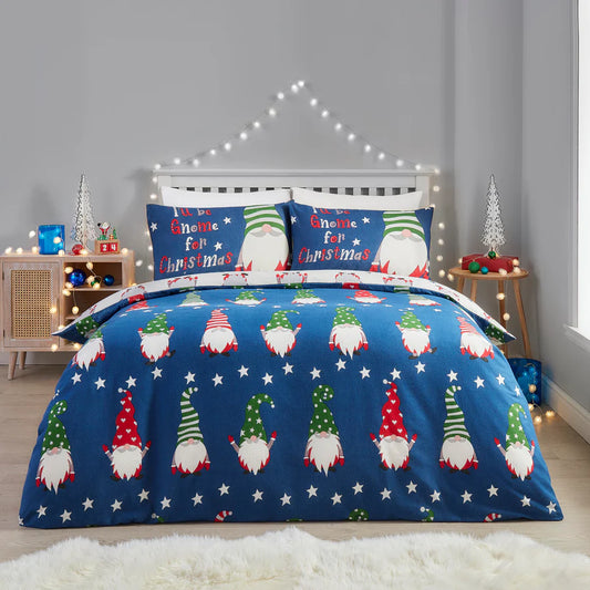 Gnome For Christmas Duvet Cover Set by Fusion Christmas in Navy