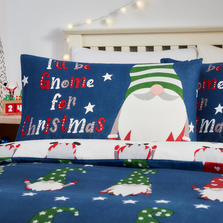 Gnome For Christmas Duvet Cover Set by Fusion Christmas in Navy