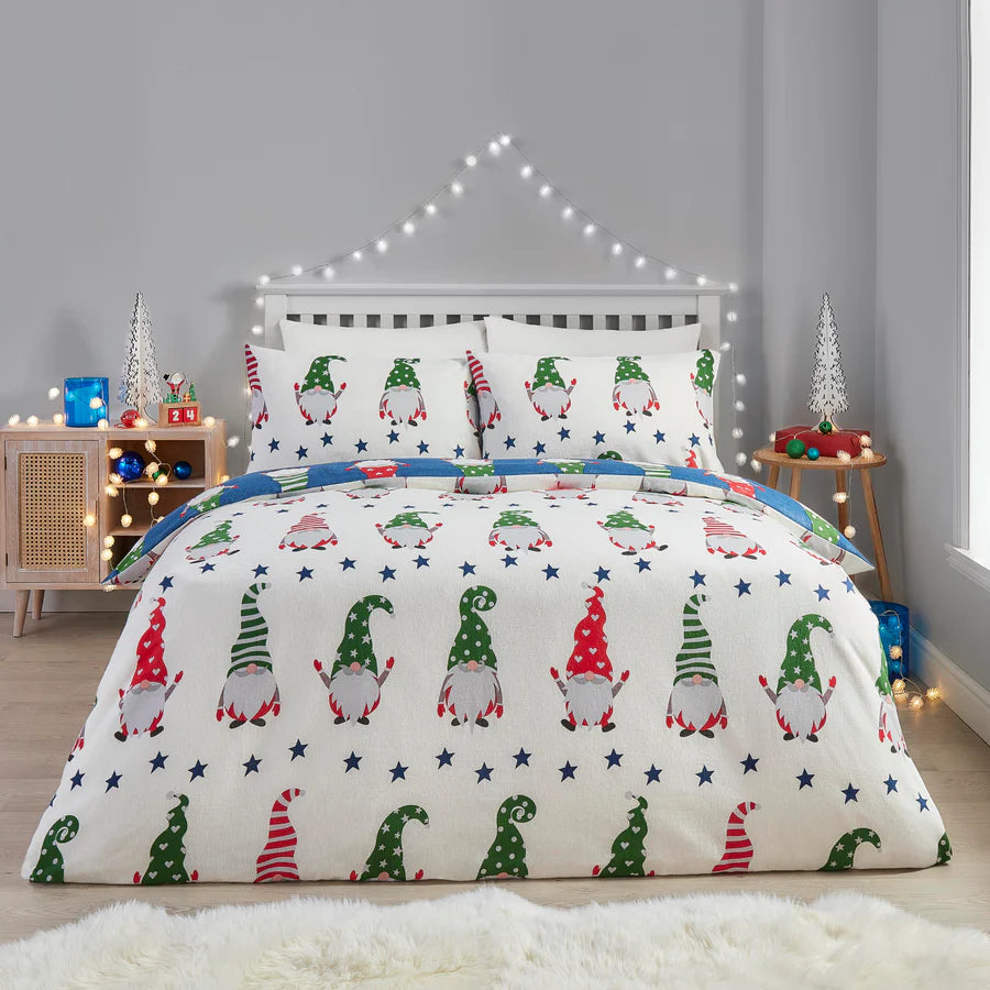 Gnome For Christmas Duvet Cover Set by Fusion Christmas in Navy