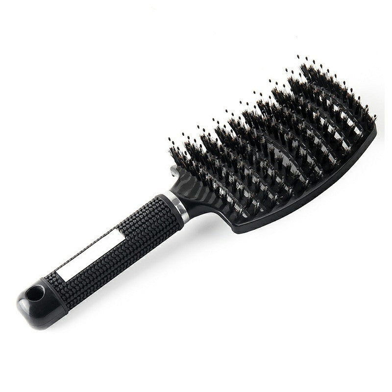 Natural Boar Bristle Detangling Nylon Brush Large Curved Curly Hair Styler