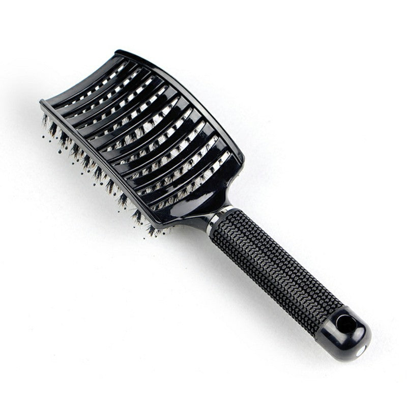 Natural Boar Bristle Detangling Nylon Brush Large Curved Curly Hair Styler