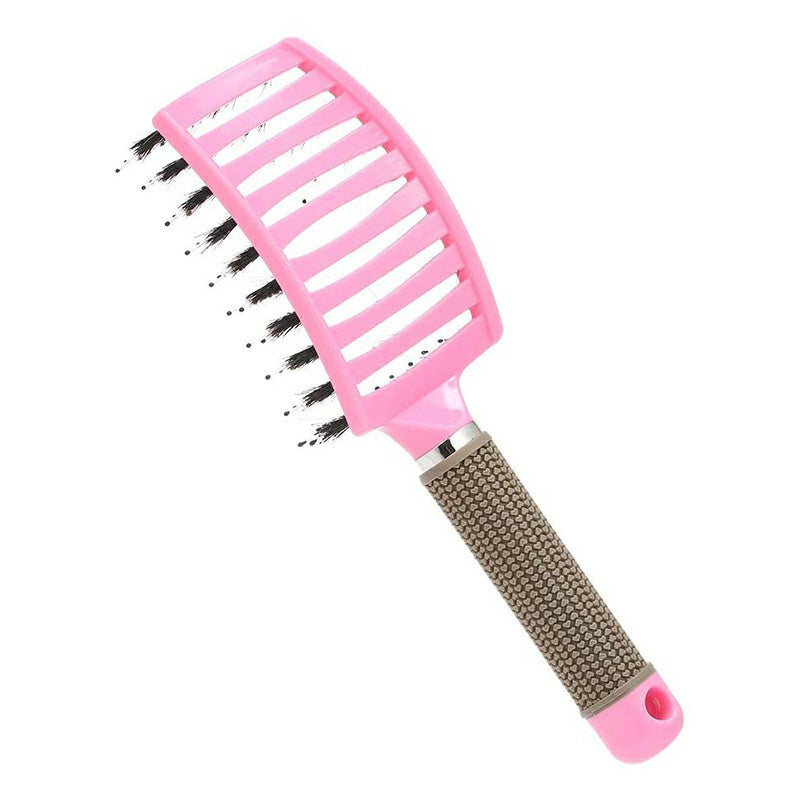 Natural Boar Bristle Detangling Nylon Brush Large Curved Curly Hair Styler