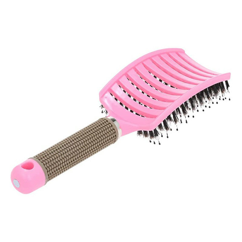 Natural Boar Bristle Detangling Nylon Brush Large Curved Curly Hair Styler