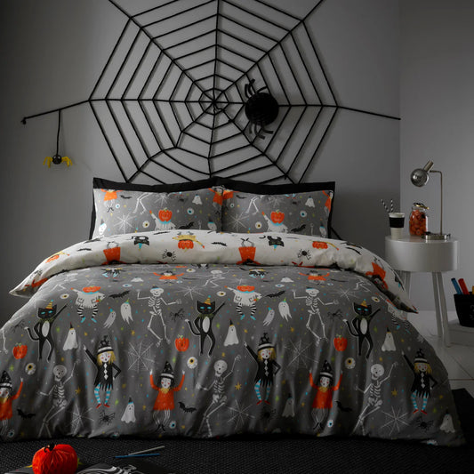 Halloween Party Duvet Cover Set  by Bedlam in Grey