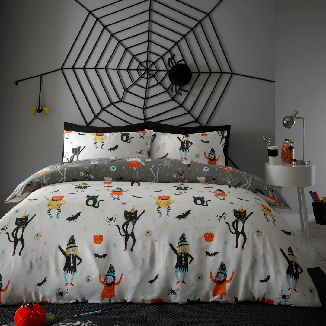 Halloween Party Duvet Cover Set  by Bedlam in Grey