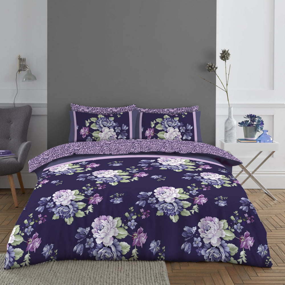 Hayley Printed Complete Bedding Set - Navy