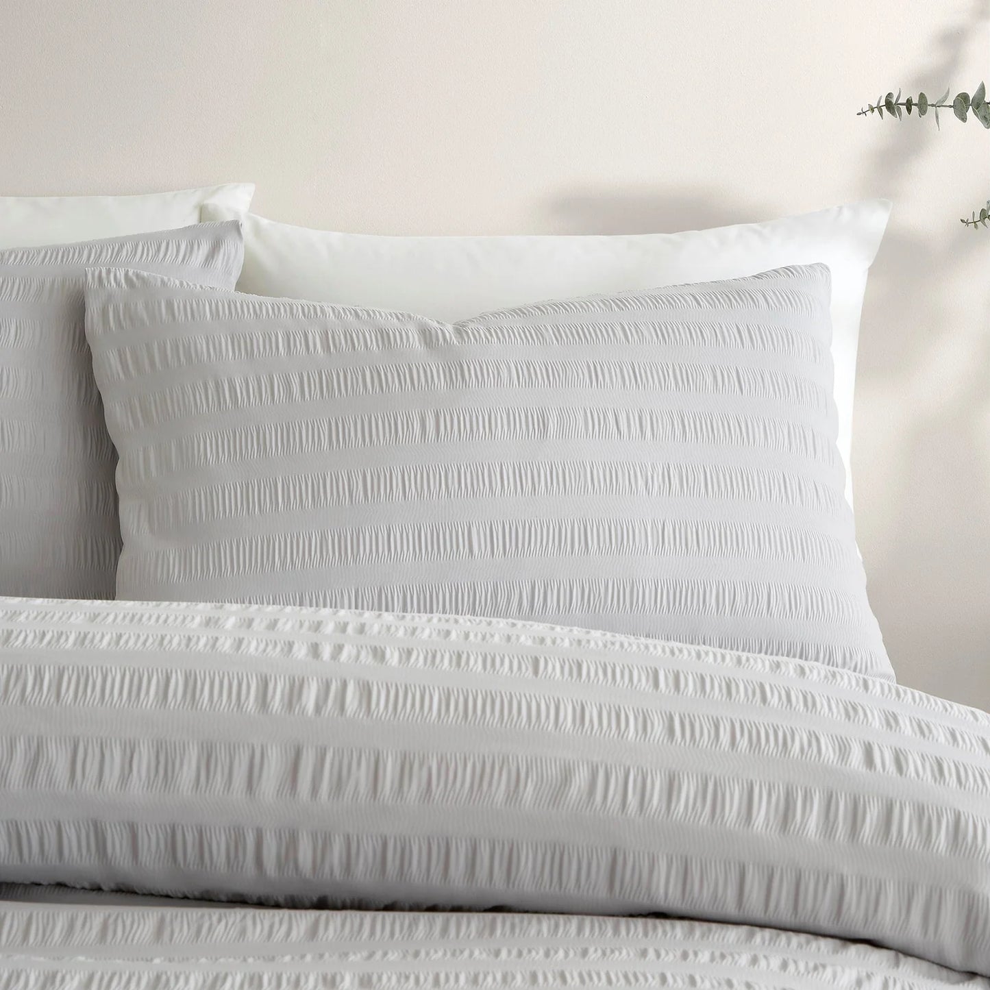 Honley Seersucker Duvet Cover Set by Serene in Silver