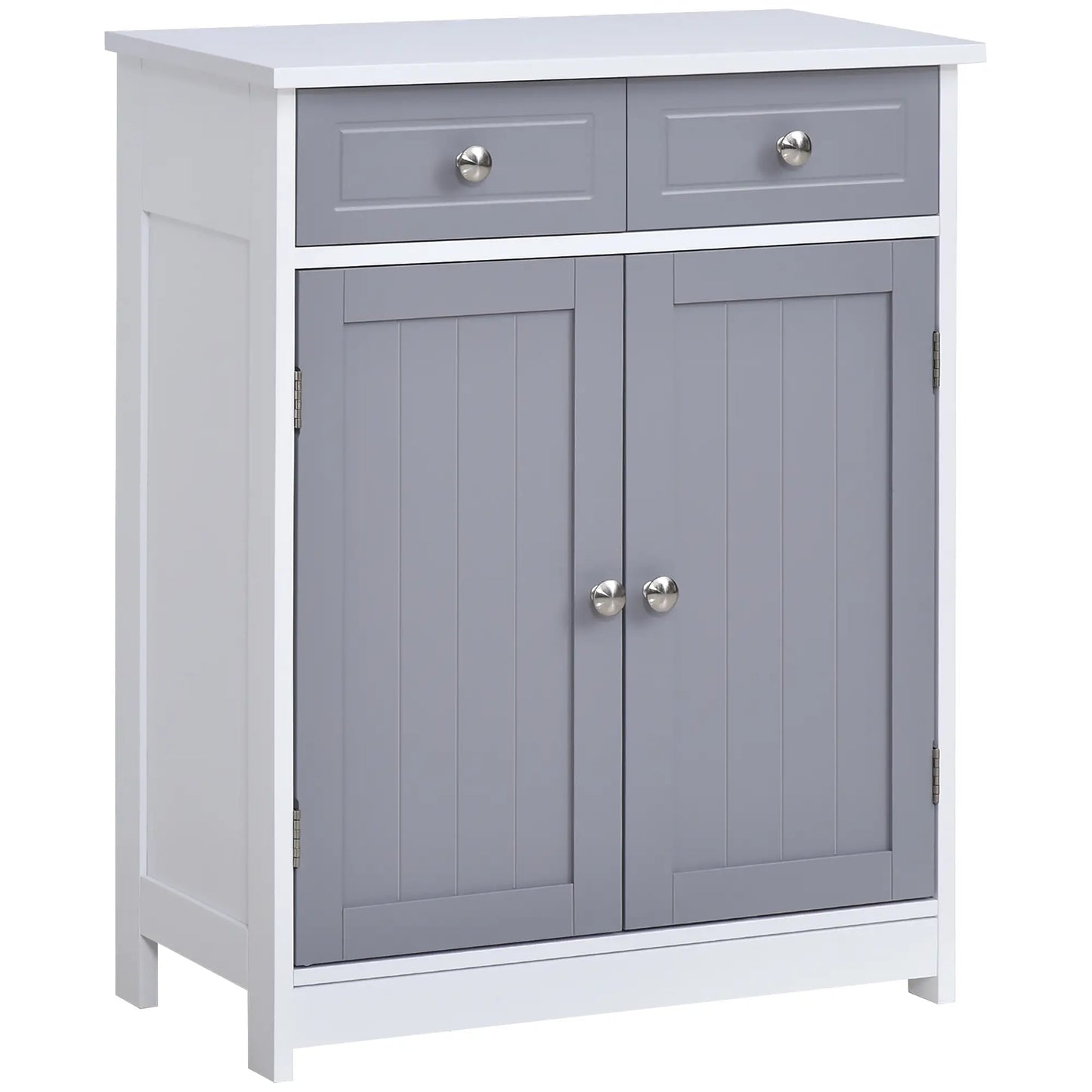 Freestanding Traditional Bathroom Storage Cabinet Unit in Grey White