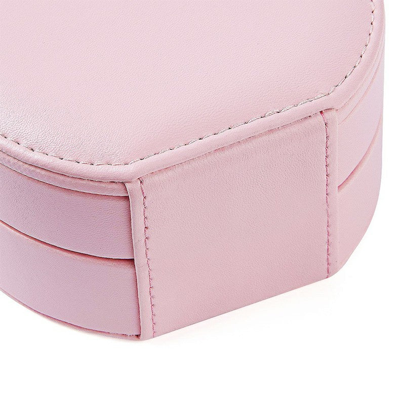 Round Jewellery Boxes Portable PU Leather Case 2 Layers Storage Organizer for Travel, Home