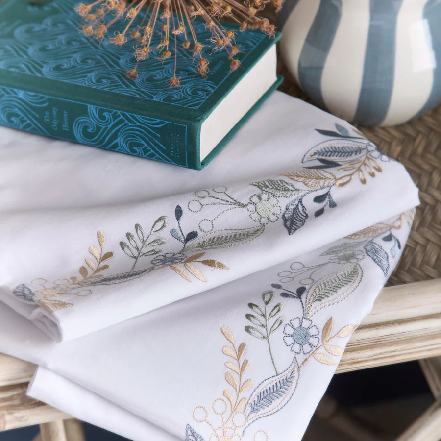 Julianna Embroidery Duvet Cover Set by Appletree Heritage in White