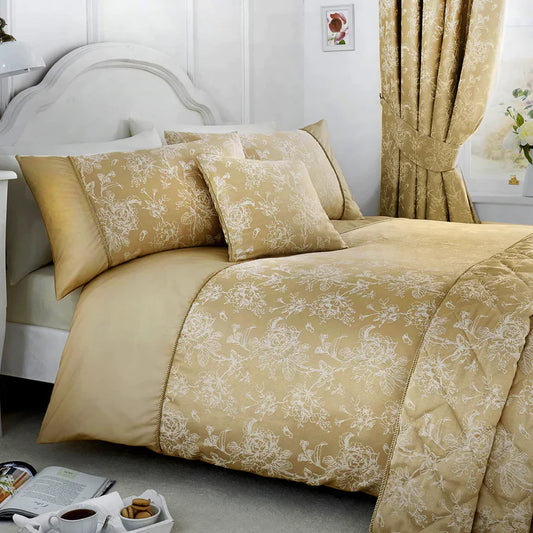 Jasmine Damask Duvet Cover Set  in Champagne - by D&D Woven