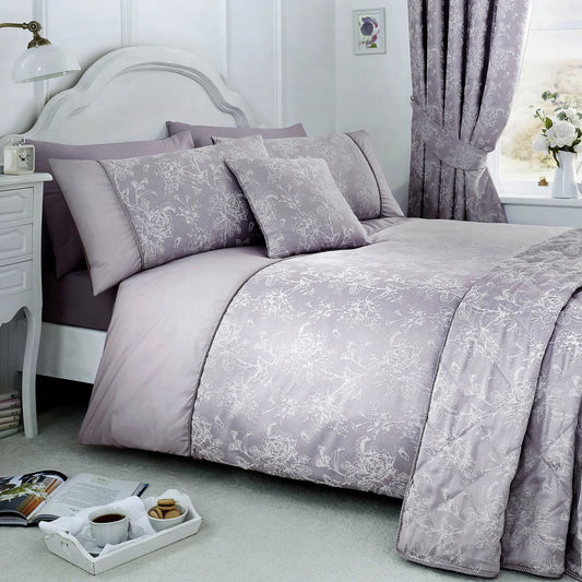 Jasmine Damask Duvet Cover Set in Lavender - by D&D Woven