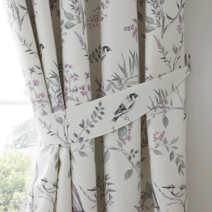 Jazmine Pencil Pleat Curtains with Tie-Backs by Dreams & Drapes in Heather