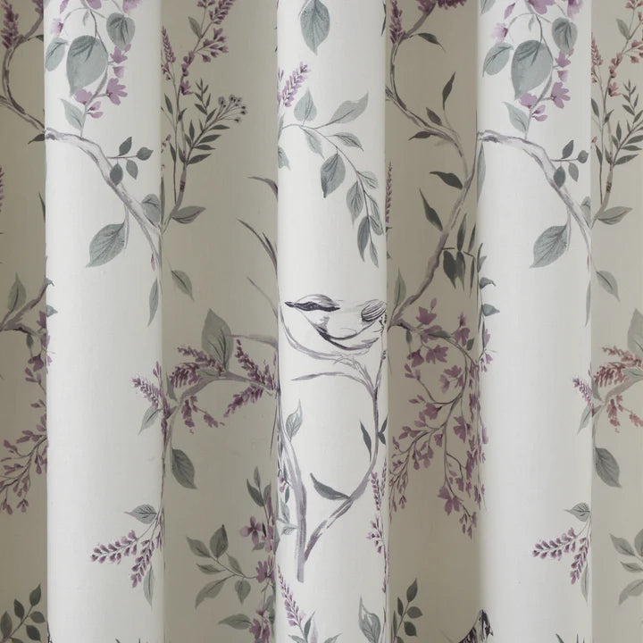 Jazmine Pencil Pleat Curtains with Tie-Backs by Dreams & Drapes in Heather