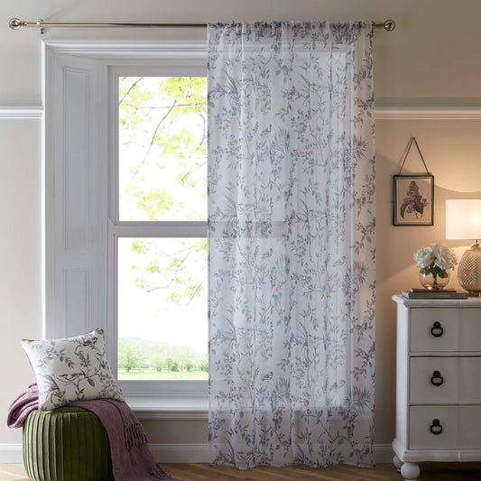 Jazmine Voile Panel by Dreams & Drapes Curtains in Heather