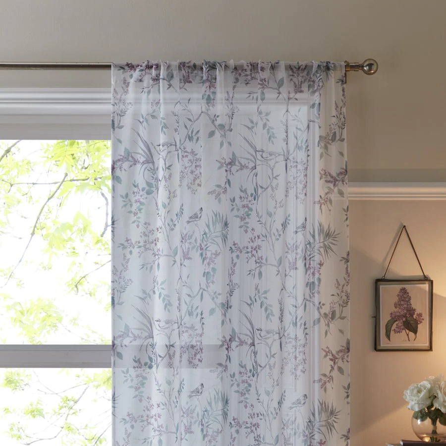 Jazmine Voile Panel by Dreams & Drapes Curtains in Heather