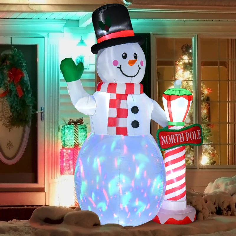 8ft Tall Christmas Inflatable Snowman Street Lamp Lighted Garden Lawn with LED Lights