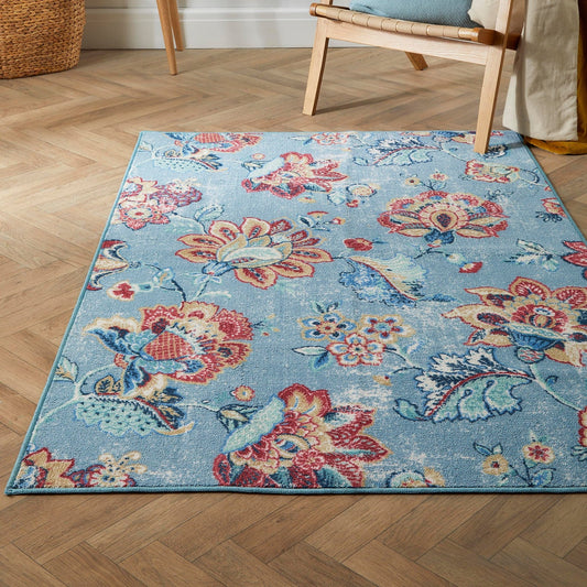 Washable Rug Keats by Dreams & Drapes Design in Blue