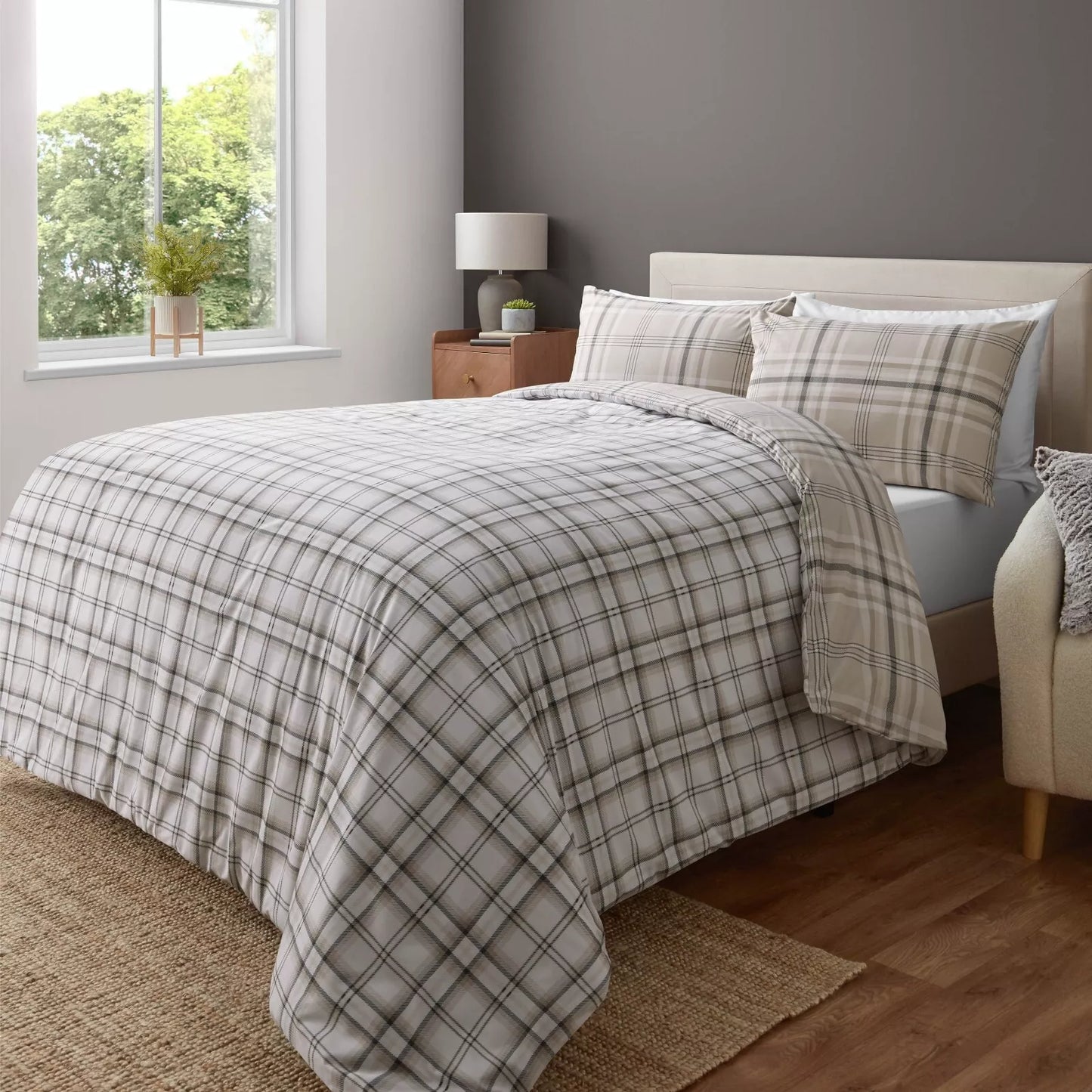 Kelso Check Tartan Natural Duvet Cover Set by Catherine Lansfield