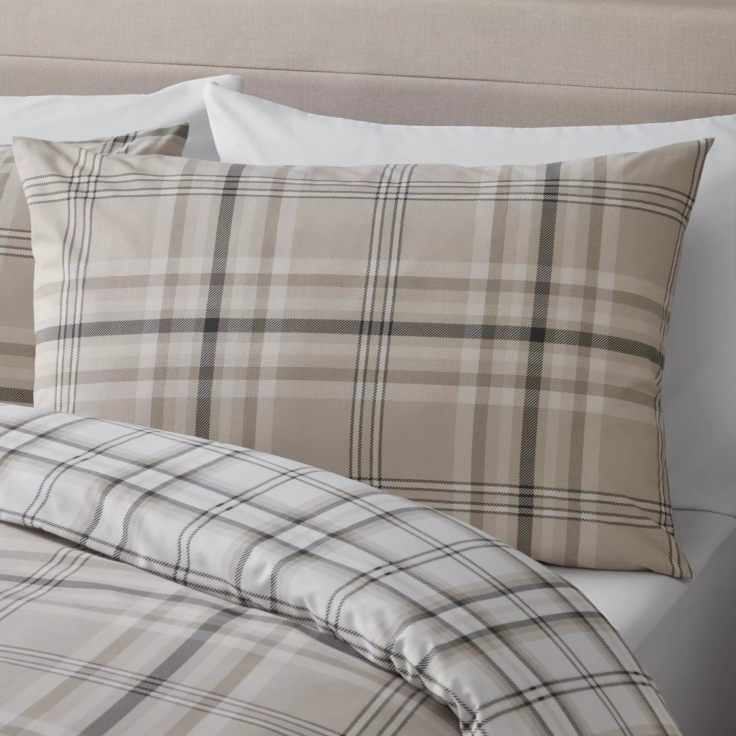 Kelso Check Tartan Natural Duvet Cover Set by Catherine Lansfield