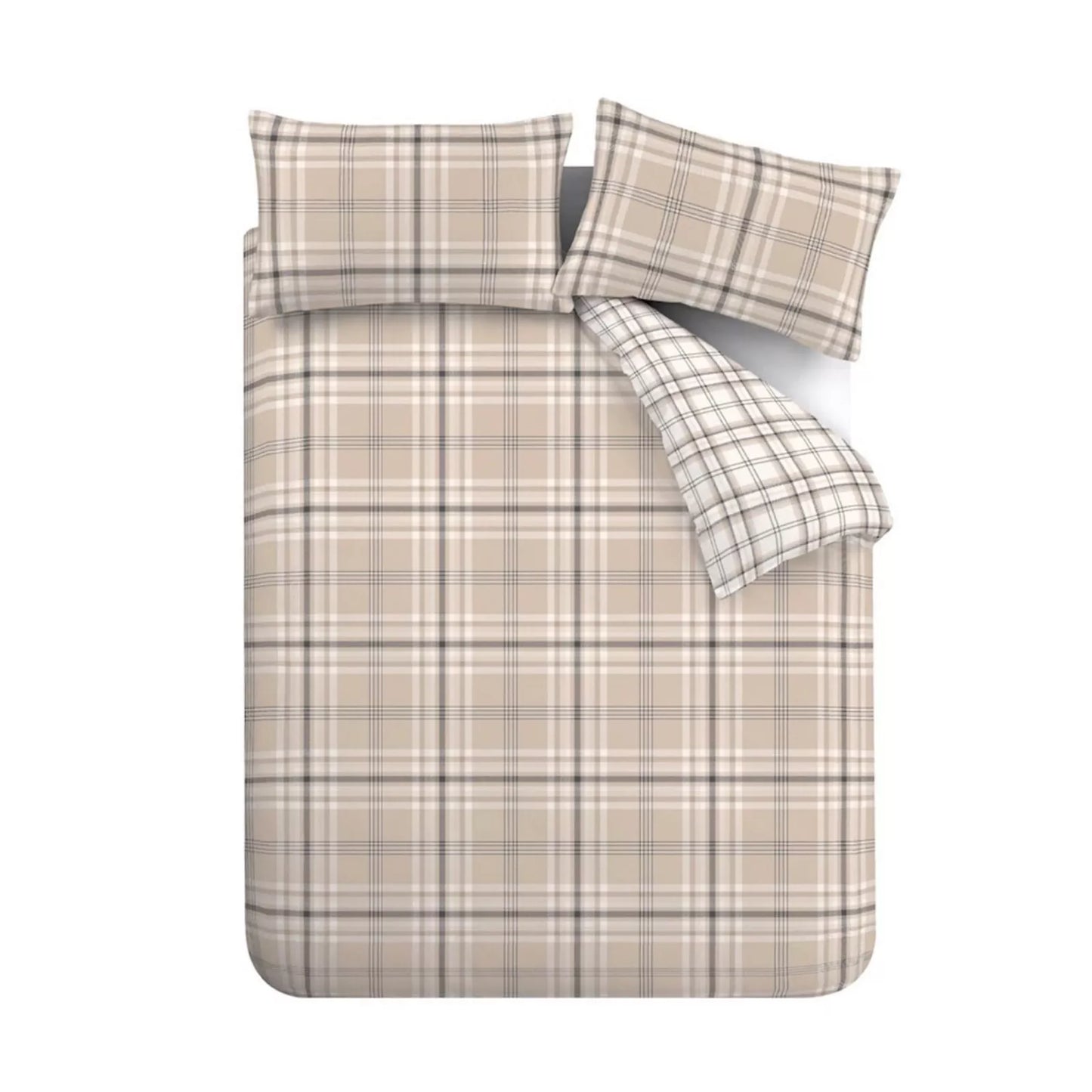 Kelso Check Tartan Natural Duvet Cover Set by Catherine Lansfield