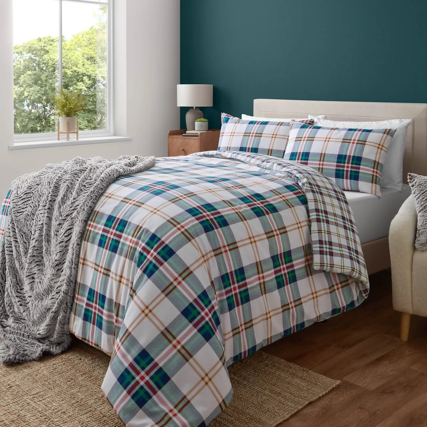 Kelso Check Tartan Green Duvet Cover Set by Catherine Lansfield