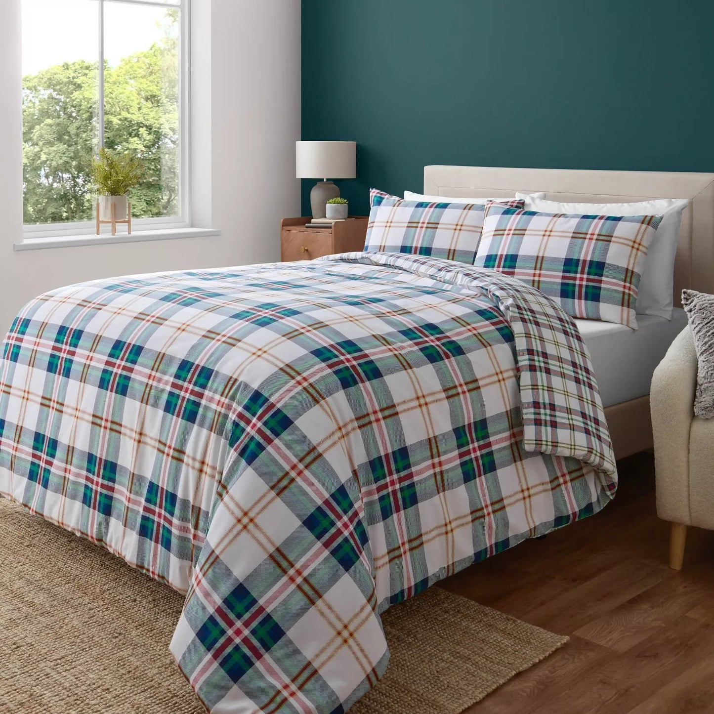 Kelso Check Tartan Green Duvet Cover Set by Catherine Lansfield