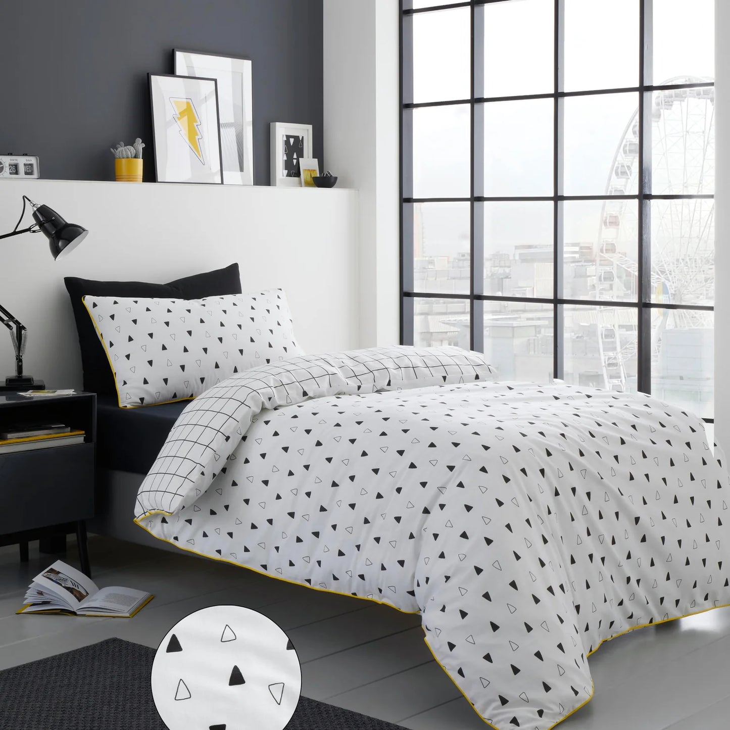 Kite Duvet Cover Set by Fusion in Black/White