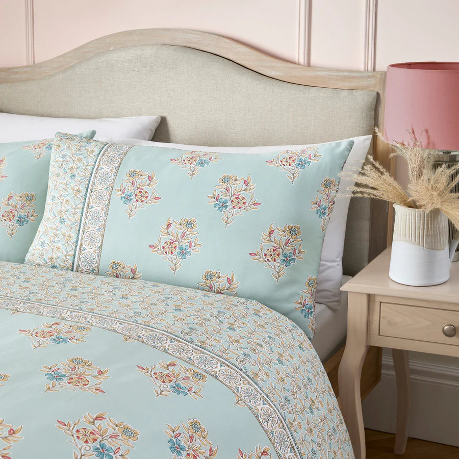 Lorena Patchwork Duvet Cover Set by Dreams & Drapes Design in Duck Egg