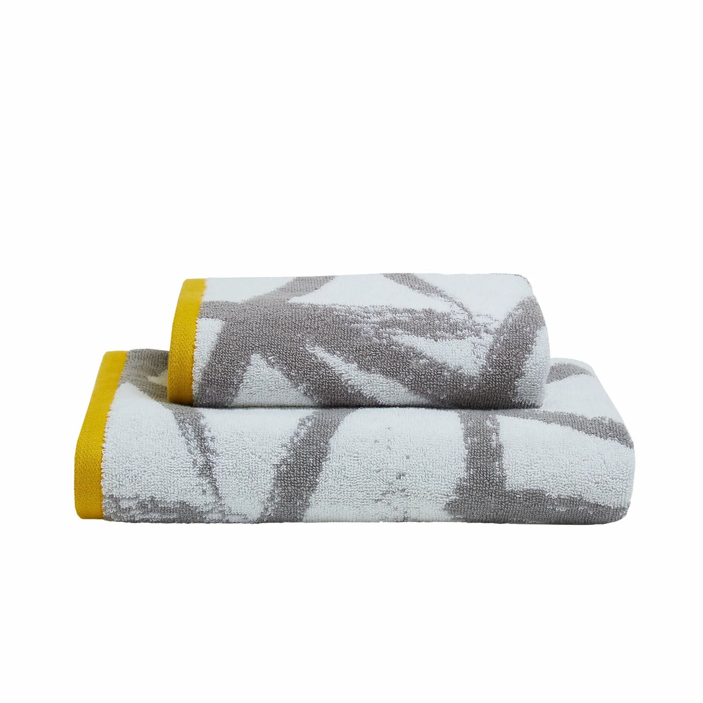 Leda Hand and Bath Towels by Fusion Bathroom in Grey/Ochre