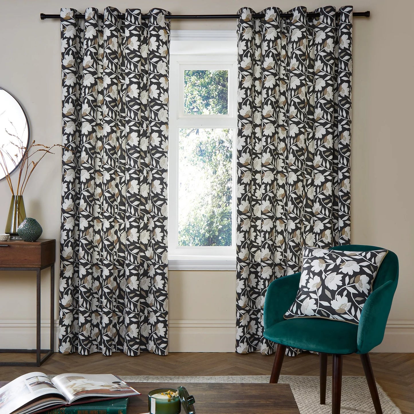 Luna Eyelet Curtains by Fusion in Black