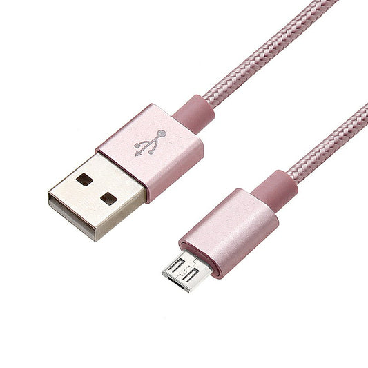 3m Knit Braid USB Data Sync Charging Cable for Samsung Android Phones - Rose Gold