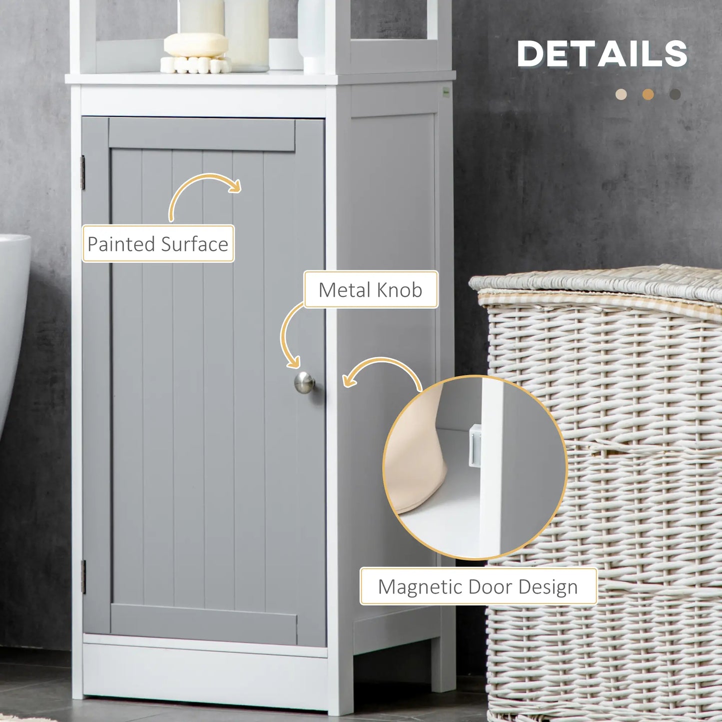 Tallboy Tall Bathroom Cabinet in White Grey