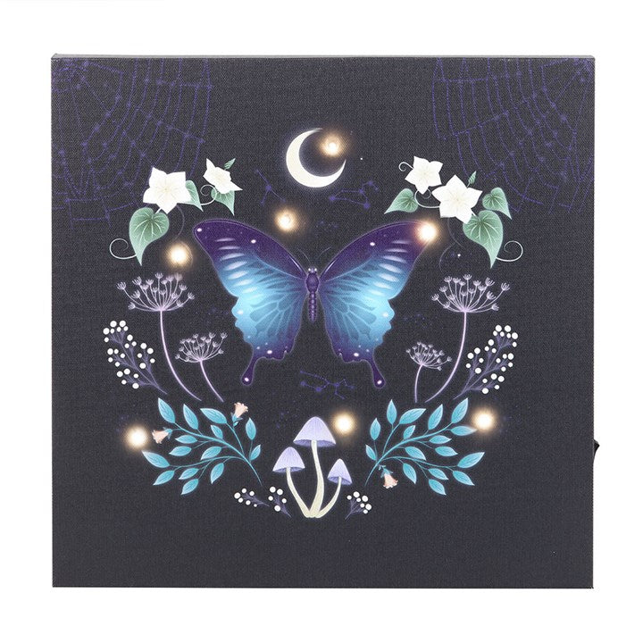 Midnight Moth Light Up Canvas Plaque