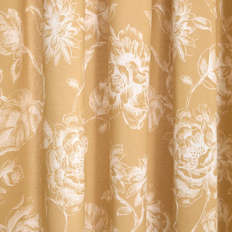 Mishka Pair of Pencil Pleat Curtains With Tie-Backs by Dreams & Drapes Design in Gold