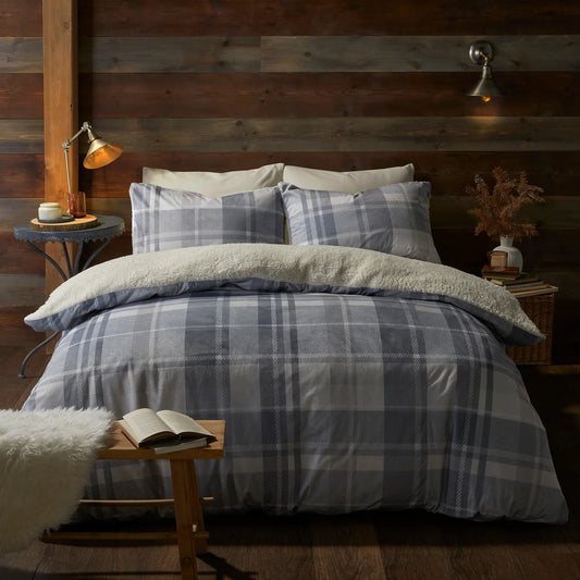 Mulford Check Duvet Cover Set by Fusion Snug in Grey