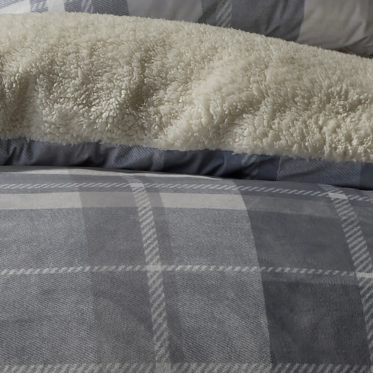 Mulford Check Duvet Cover Set by Fusion Snug in Grey