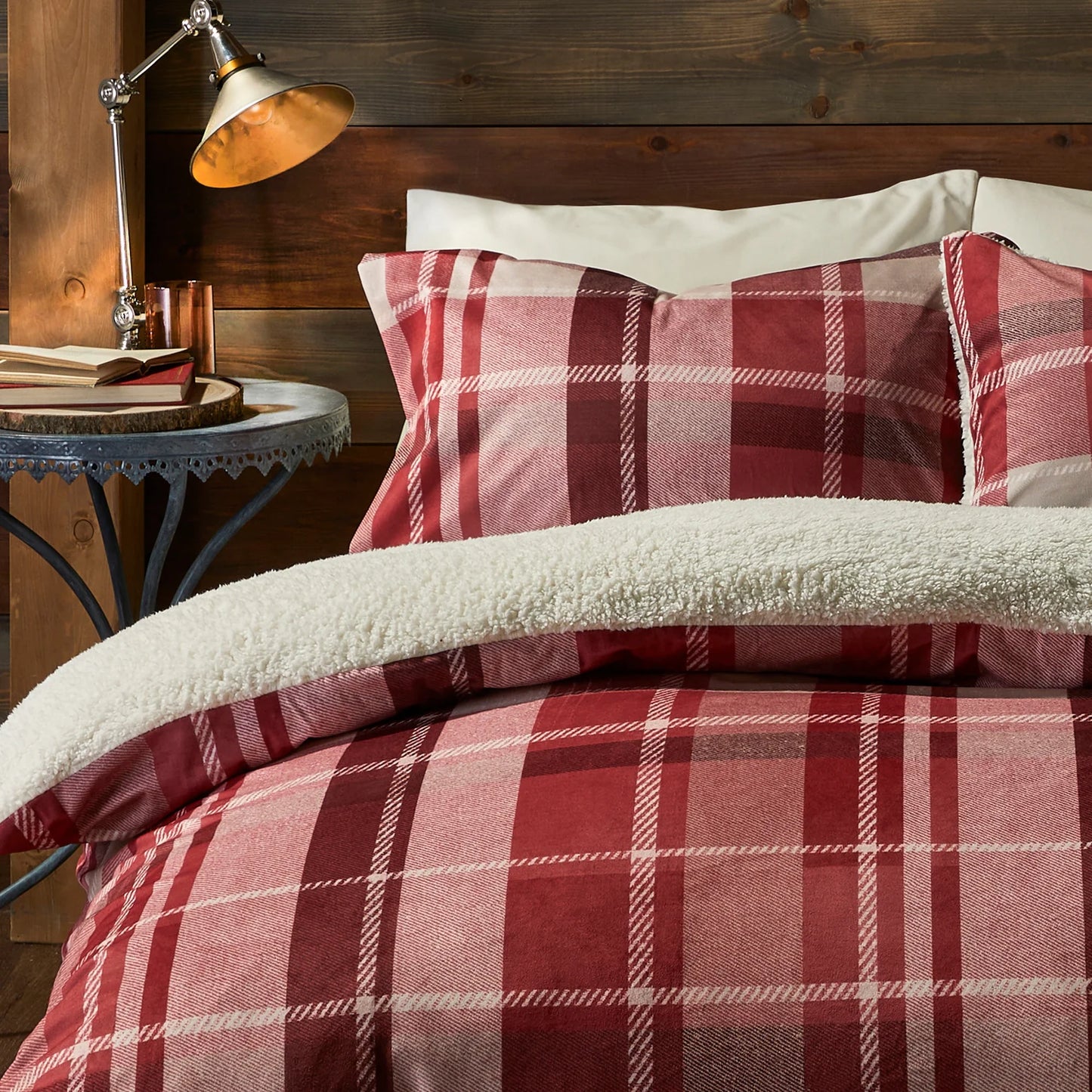 Mulford Check Duvet Cover Set by Fusion Snug in Red