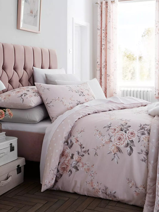 Canterbury Floral Reversible Blush Duvet Cover Set by Catherine Lansfield
