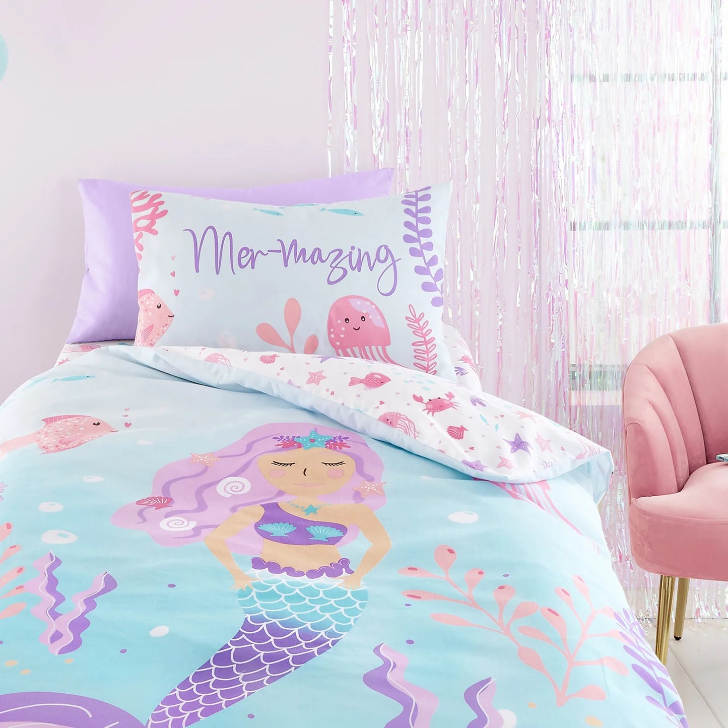 Mermaid Vibes Duvet Cover Set by Bedlam in Aqua