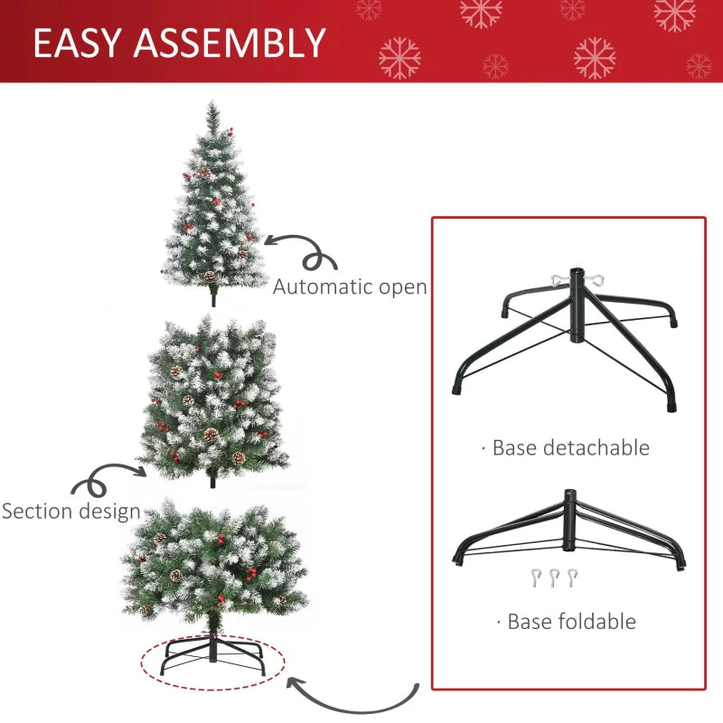 6ft Artificial Pencil Christmas Tree with Pinecones and Red Berries