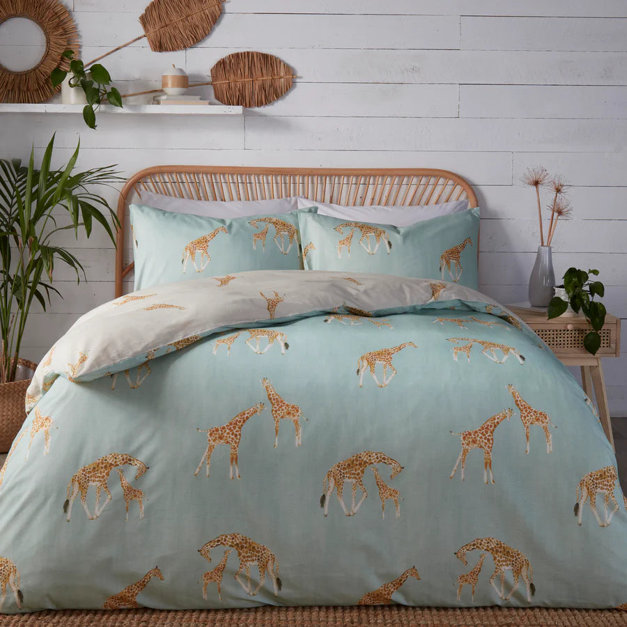 Milo Giraffe Duvet Cover Set by Fusion in Duck Egg