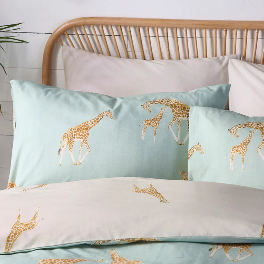 Milo Giraffe Duvet Cover Set by Fusion in Duck Egg