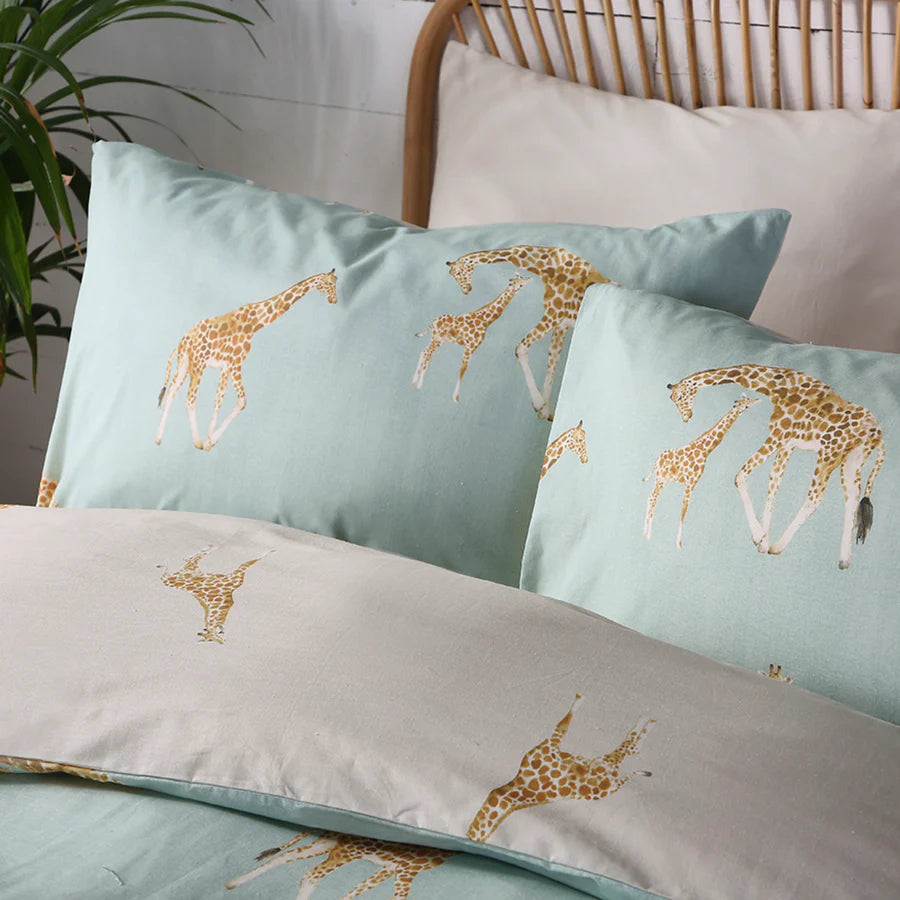 Milo Giraffe Duvet Cover Set by Fusion in Duck Egg